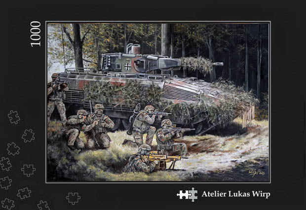Puzzle Panzergrenadiere der Bundeswehr mit Schützenpanzer Puma im Gefechtsmanöver