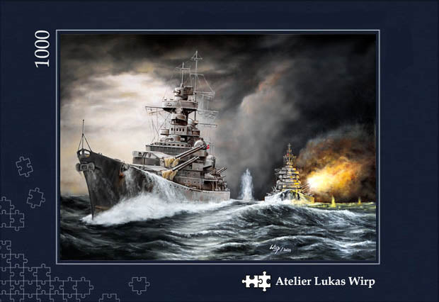 Marine Puzzle - Schlachtschiff Bismarck mit Prinz Eugen im Gefecht